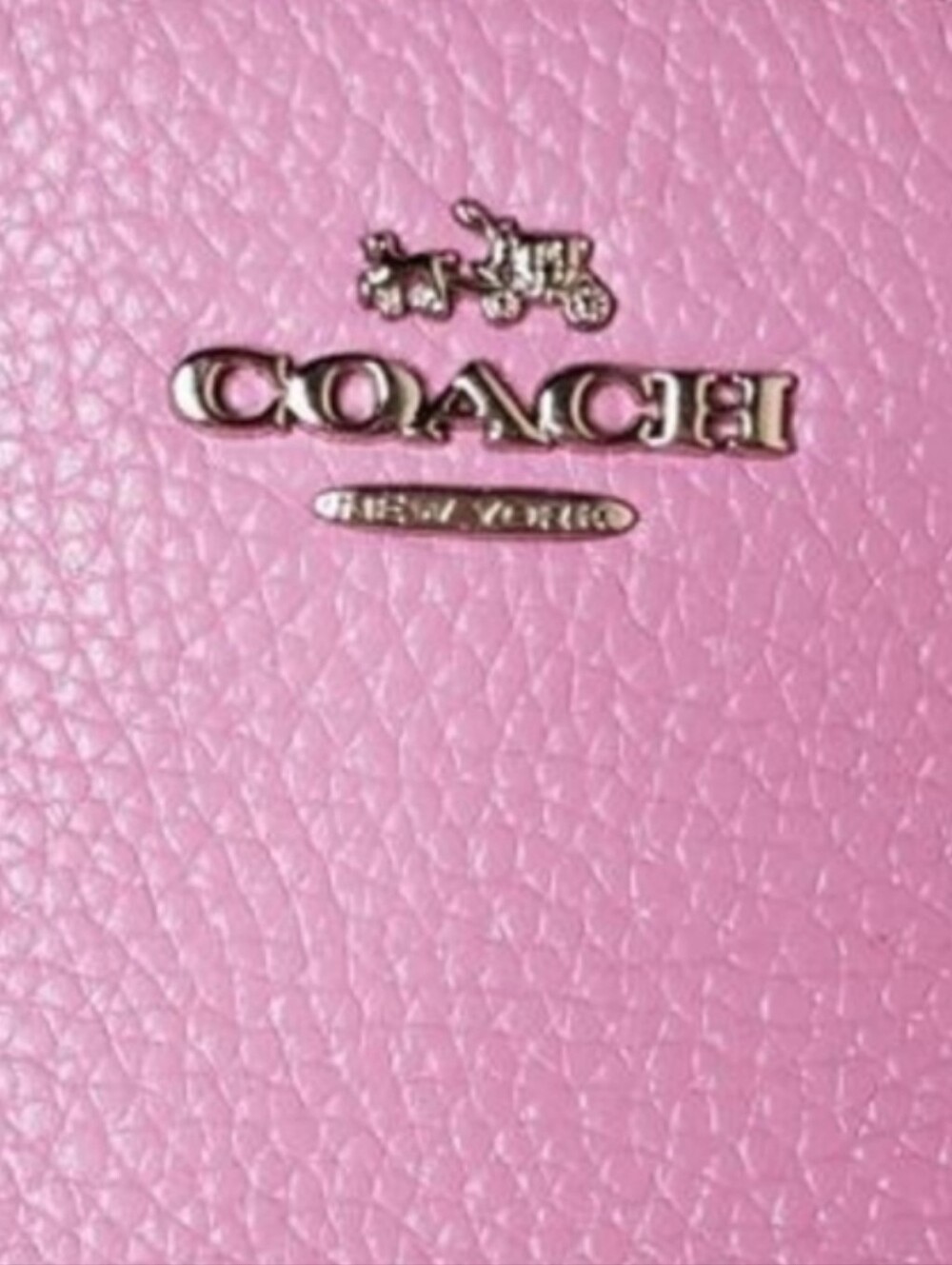 Coach Pink Genuine Leather Shearling-Trim Mini Handbag/Wristlet with Pom - Picture 3 of 4